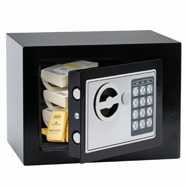 Advwin Security Safe and Lock Box, Steel Drop Safe with Electronic Digital Keypad and Keys, 6.5 L/0.23 Cubic Feet, Black