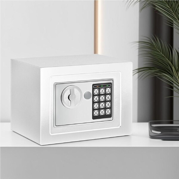 Advwin Security Safe and Lock Box, Steel Drop Safe with Electronic Digital Keypad and Keys, 6.5 L/0.23 Cubic Feet, White