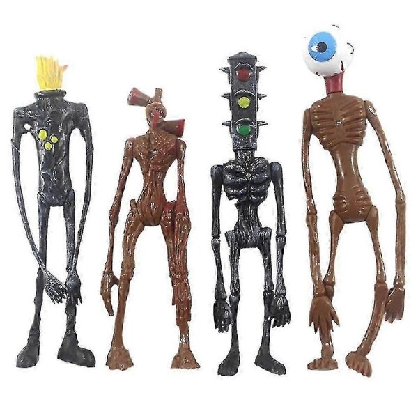 4pcs Siren Head Toys, Siren Head Action Figures Model Doll, Movie Action Character Toy, Horror Figure Model Doll With Light, Desktop Ornament T