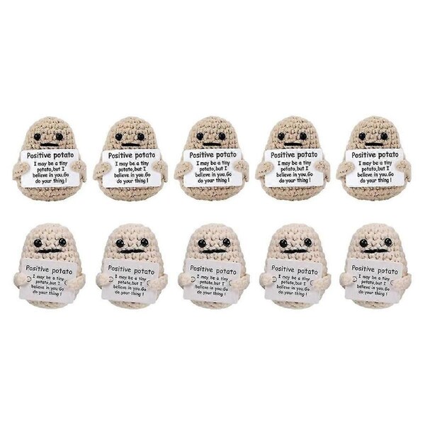 10PCS Cute Positive Potato Emotional Support Pickle with Cards and Bags Crochet Doll Plush Toy