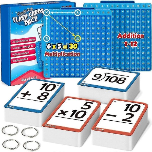 Math Flash Cards Math Board, Multiplication Flash Card Times Table Chart, Math Manipulatives Division, Addition, Subtraction Math Game Toys for Kids