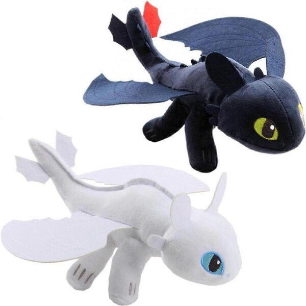 Toothless Dragon Plush - Night Light Fury Stuffed Animal Plush Toy for Kids Fan Gift (Pack of 2 10 Inch)