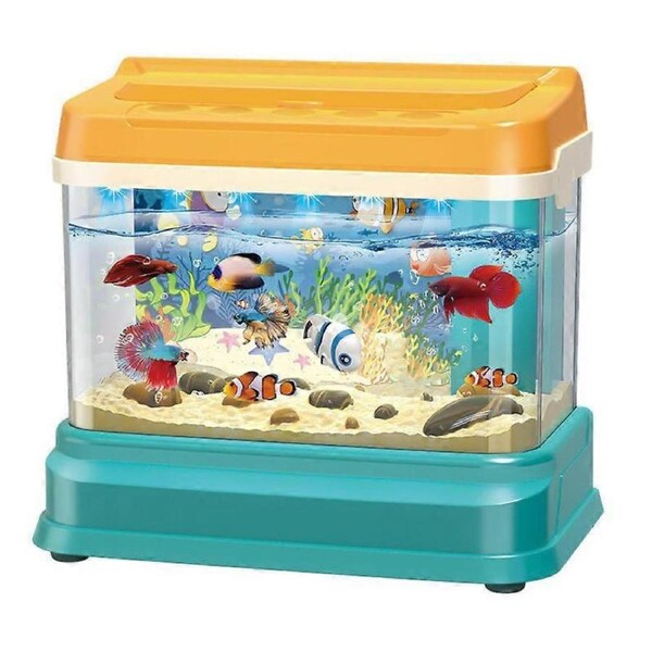 Electric Fish Tank with Magnetic Stick Educational Toy USB Simulation Fish Tank Toy with Light and Music Kids Toy