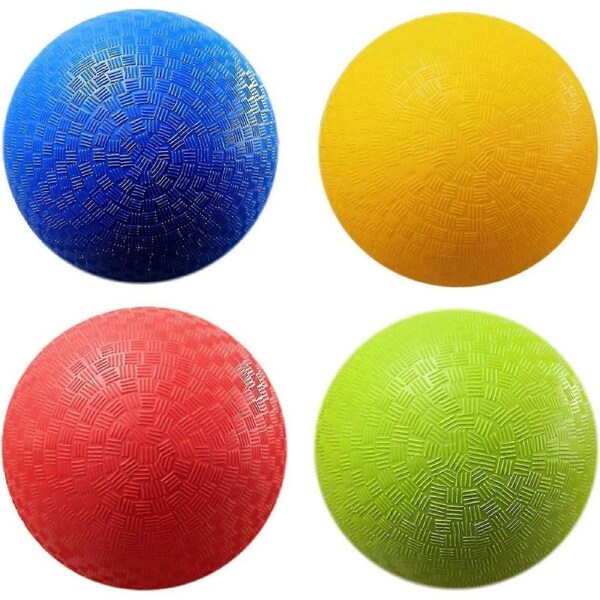 8.5-inch Dodgeball Playground Balls, Pack of 4 Balls with 1 Pump, Official Size for Dodge Ball, Handball, Camps and Schools (4 Balls and 1 Pump)
