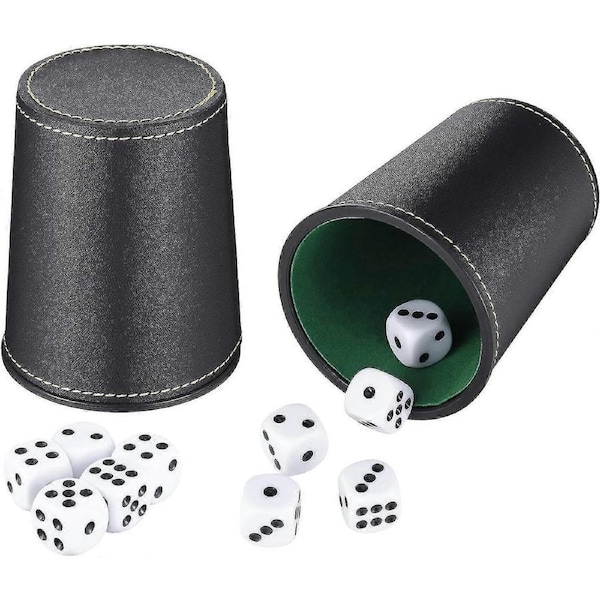 Leather Dice Cup Set, Leatherette Dice Cup Shaker With 10 Dot Dices For For Playing Games Party Toy Gifts2pcs)