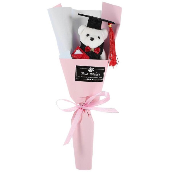 Graduate Stuffed Animal Bouquet Paper Material For Celebration 33.00X12.00X7.00CM Multi-Colored Mini Plush 1Set