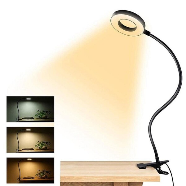 Catzon LED Reading Light Clip with 3 Color & 10 Brightness for Book Piano Bed-Black