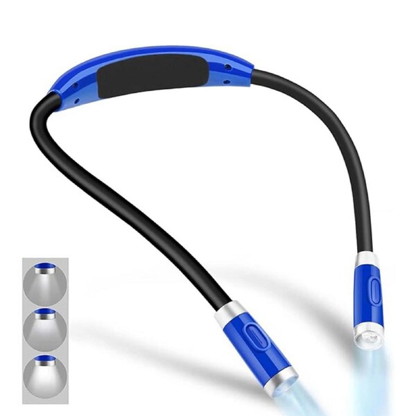 Catzon Neck Book Light Rechargeable with 3 Light Modes for Reading & Knitting-Blue