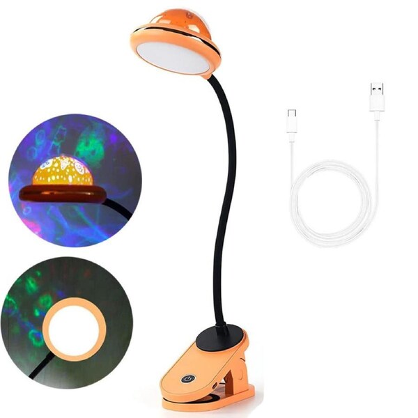 Catzon Catzon LED Folding Book Light 2W Dimmable with mini Projector Rechargeable-Orange