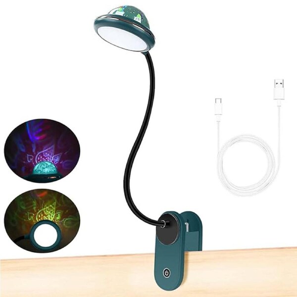 Catzon Catzon LED Folding Book Light 2W Dimmable with mini Projector Rechargeable-Green