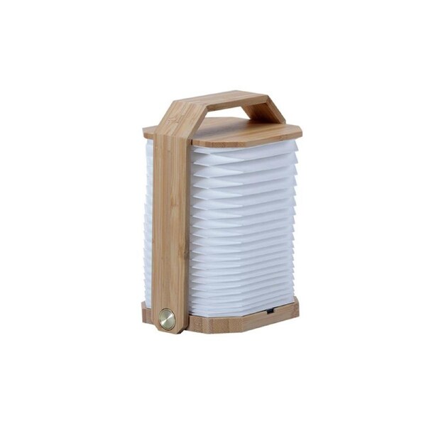 Catzon LED Hand Lamp Wood & Paper Hanging Folding Lantern for Home Office-Bamboo