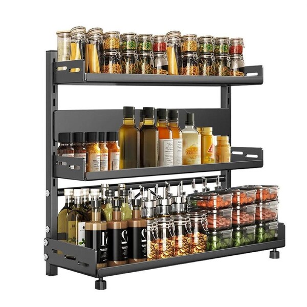 P&P 3-Tier Large Kitchen Spice Rack Anti-Rust Organizer Shelf, Height Adjustable Storage Rack AU