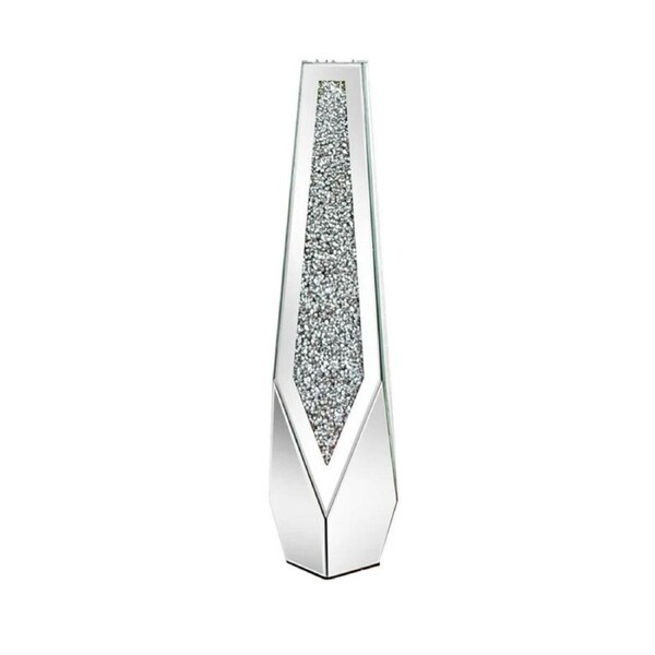 P&P Silver Sparkling Diamond Floor Vase with Glass Inlay for Modern Living Room Decoration