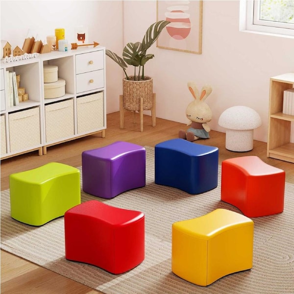 Costway 6PCS Soft Foam Blocks Climb & Crawl Playset Floor PU Seatings w/Carry Handles Activity Play Toy
