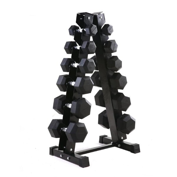 6 Pair Beginner Hex Dumbbell Beginner Set & Rack