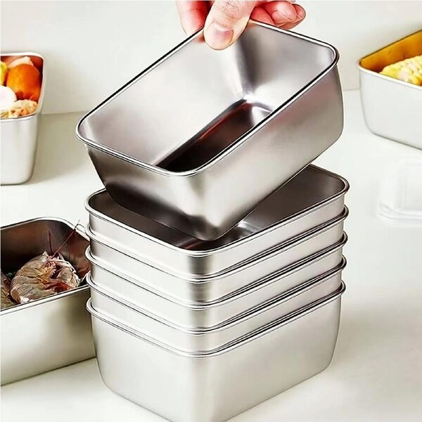 6-Piece Leakproof Reusable Stainless Steel Food Storage Containers Set With Lids