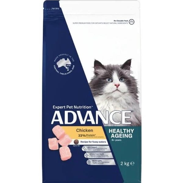 Advance 2kg Chicken Flavour Healthy Ageing Cat Dry Food Australian Made