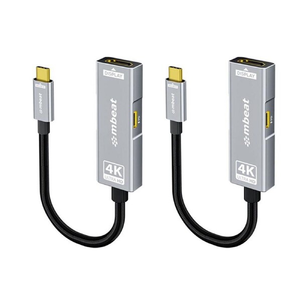 2PK mbeat Tough Link USB-C to HDMI Adapter with 100W PD 21.6Gbps Space Grey