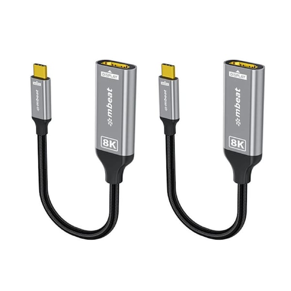 2PK mbeat Tough Link 8K USB-C to HDMI Adapter 48 Gbps Bandwidth Space Grey