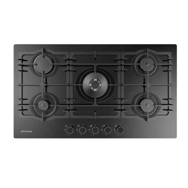 Domain Premium Black Gas on Glass Cooktop with Wok Burner - 900mm