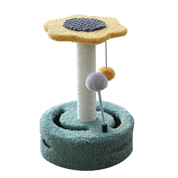 Furbulous Daisy Cat Scratching Post with 2 Bobs and Play Compartment