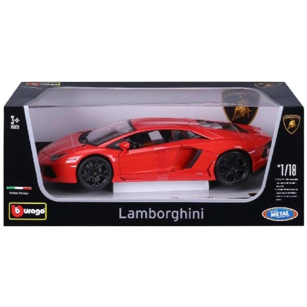 Burrago 2012 Lamborghini Aventador Coupe Metallic Orange 1:18 Diecast Vehicle