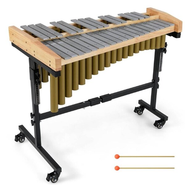 Costway 32-tone Marimba Xylophone Music Keyboard w/Adjustable Stand & Lockable Wheels