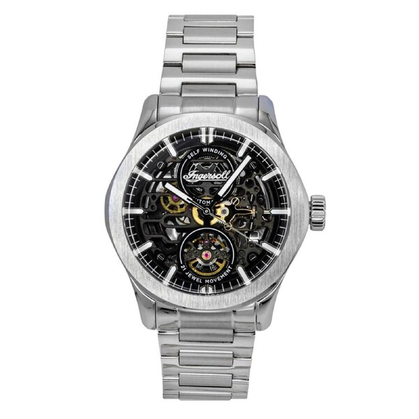 Ingersoll The Bronc Black Skeleton Dial Automatic 21 Jewels Movment Self Winding I16701 Mens Watch Stainless Steel 50M
