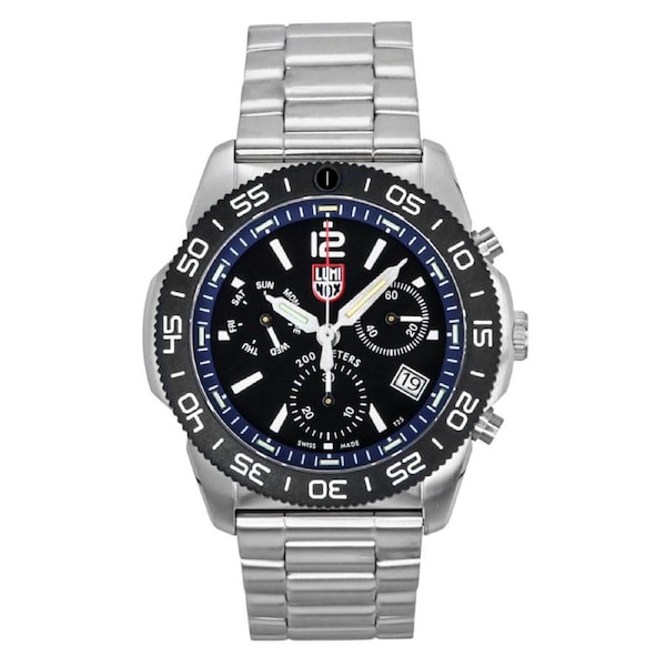 Luminox Pacific Diver Chronograph Swiss Made Quartz XS.3143.M Mens Watch Stainless Steel Black Dial 200M