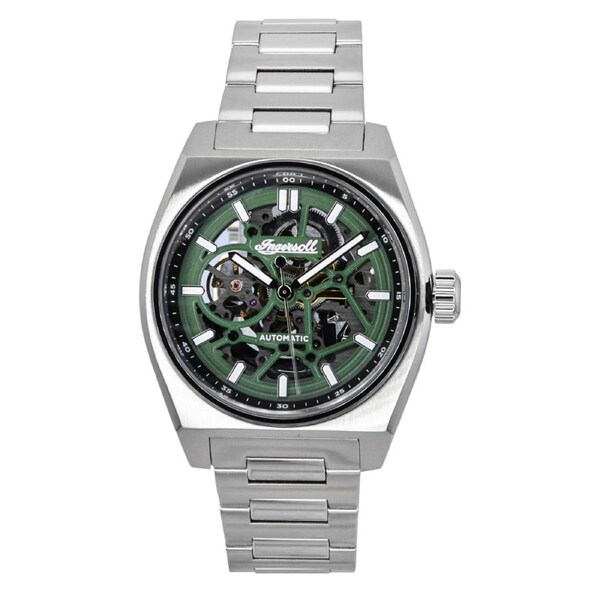 Ingersoll Vert Automatic I14304 Mens Watch Stainless Steel Green Skeleton Dial 50M