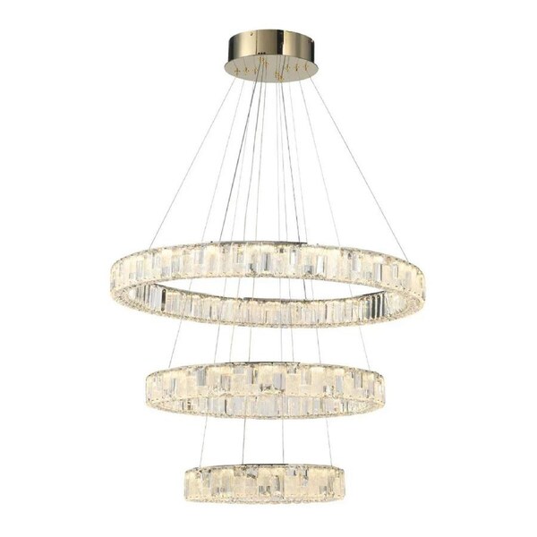 Rias Modern Pendant Hanging Lamp Light Crystal Stainless Steel Gold Gloss
