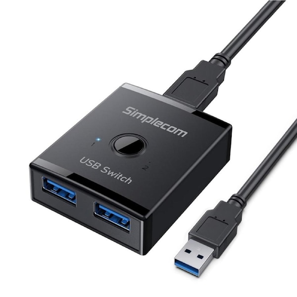 Simplecom Bi-Directional 2-Way USB 3.0 Switch - 1 In 2 Out (2 In 1 Out) (KM125)