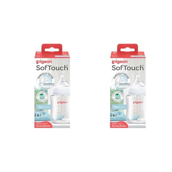 2PK Pigeon SoftTouch BPP Bottle Glass 160ml BPA/BPS Free For Newborn's