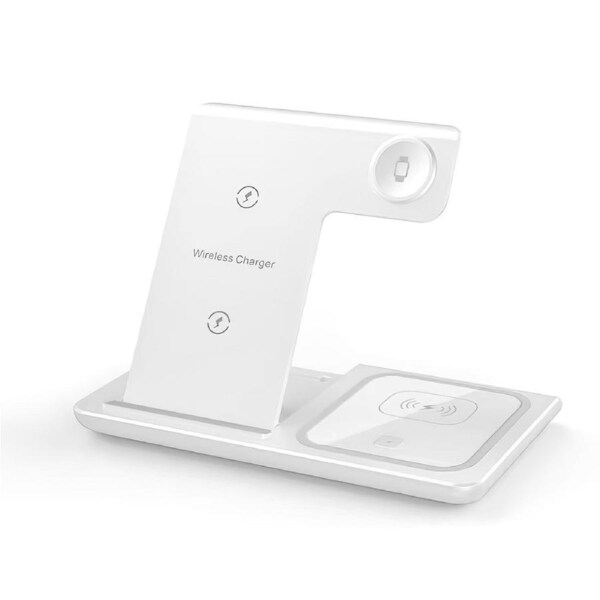 ZUSLAB 3 in 1 Wireless Charging Station for iPhone Apple Watch and AirPods Fast Compact and Safe Charging Dock - White