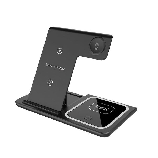 ZUSLAB 3 in 1 Wireless Charging Station for iPhone Apple Watch and AirPods Fast Compact and Safe Charging Dock - Black
