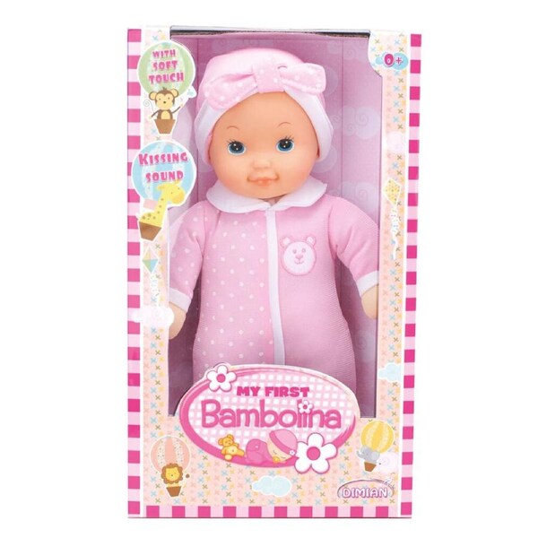 Bambolina 34cm My First Doll with Kissing Sound Childrens Pretend Play Toy