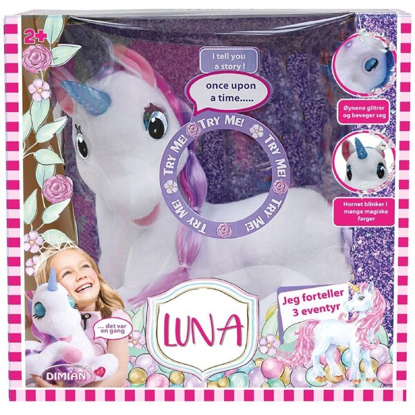 Bambolina 36cm Plush Unicorn Luna w/ Three Fairy Tales Kids Toy White 3y+