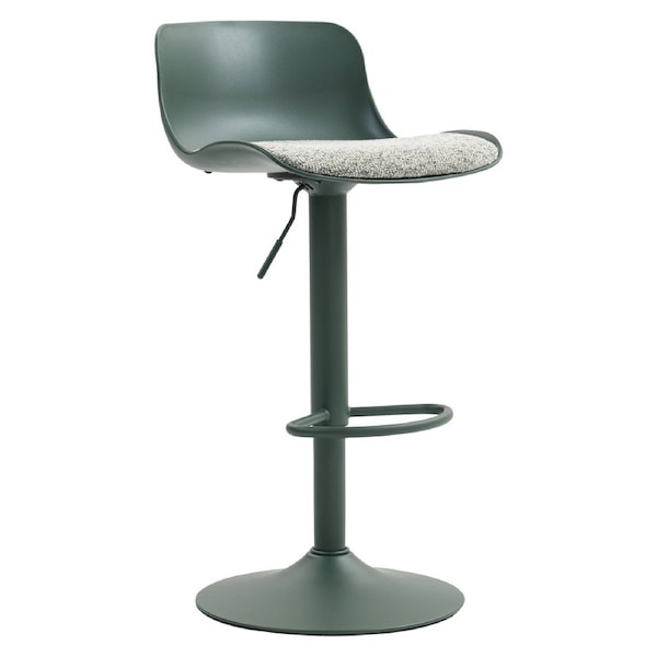 CHOTTO - Eri Adjustable Swivel Bar Stools with Padded Seat -Dark Green x 2