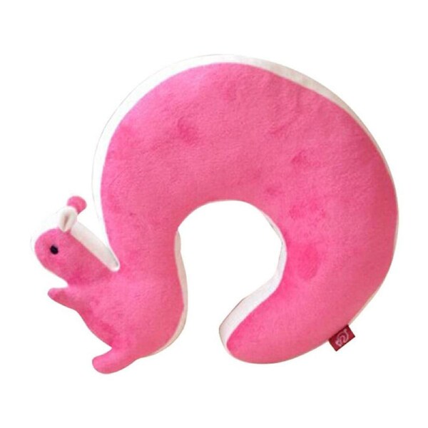 Nevenka Plush Squirrel Neck Pillow Funny Nap Cushion for Airplane Bus Office-RoseRed