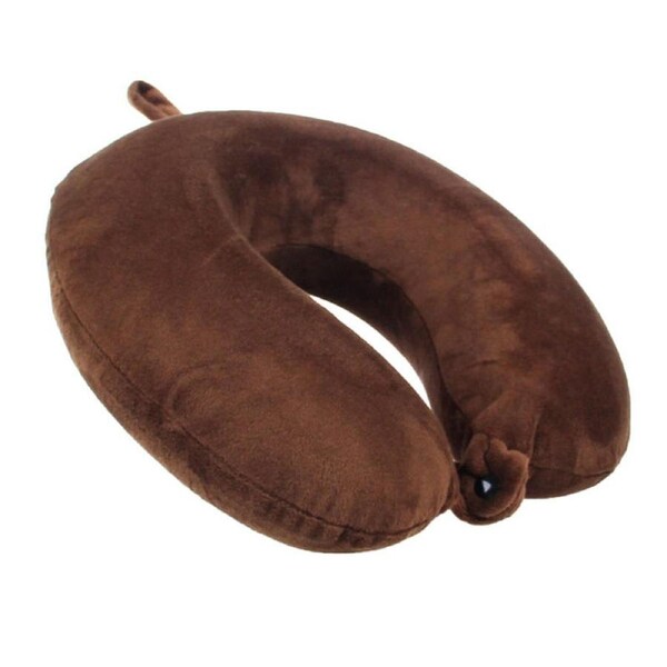 Nevenka Travel Pillow Memory Foam Lightweight Portable Headrest for Airplane-Brown