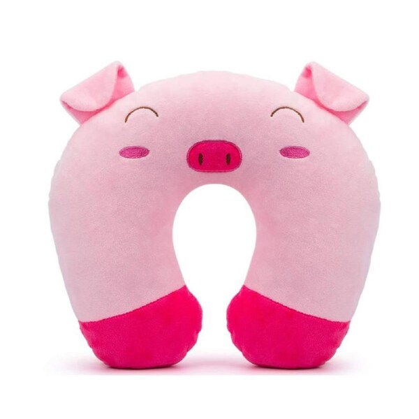 Nevenka Animal Travel Pillow for Kids Soft Neck Head Support for Airplane Car-Pig
