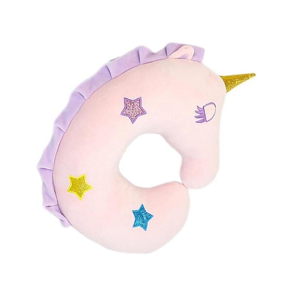 Nevenka Cute Unicorn U-Shaped Pillow for Airplane Car Travel Must Have-Pink