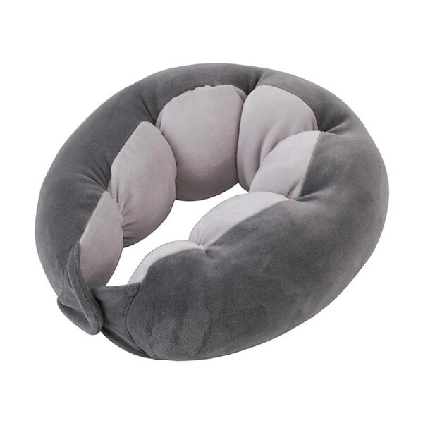 Nevenka Adjustable Travel Pillow Extra-Soft Neck Support Cushion for Airplane-Dark Grey
