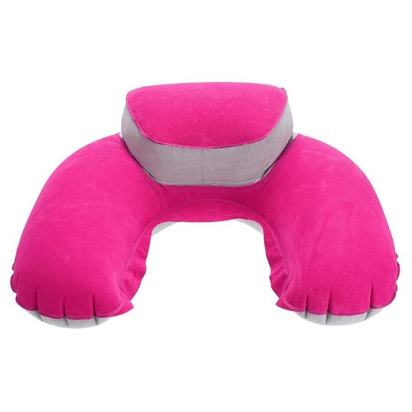 Nevenka Inflatable Neck Pillow Portable Wrinkle-resistant for Plane Car Office-Rose Red