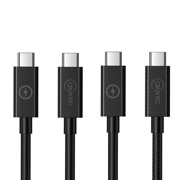 2PK Cruxtec 3m USB-C to Cable Cord for Syncing & Charging 240W 5mm Black