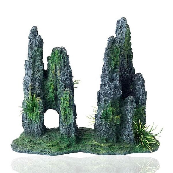 Nevenka Aquarium Decoration Artificial Mountain View Stone Cave Landscape-2 Peaks