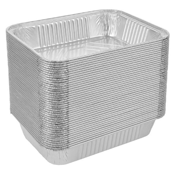 48x Aluminium Disposable Foil Food Container Trays Pans Baking Roast Bulk 45x34x6.5cm