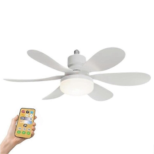 2 in 1 Adjustable Brightness 40W E27 LED Bulb 6 Blades Ceiling Fan with Remote Control