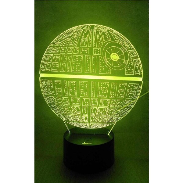 Death Star 3D Night Light LED Illusion Lamp Bedside Desk Table Lamp for Star Wars Fans, 7 Color Changing Lights with Acrylic Flat