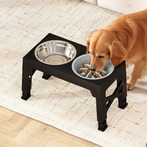 Pawz Elevated Pet Feeder 3 Bowl Food Water Dog Adjustable Height Raised Stand